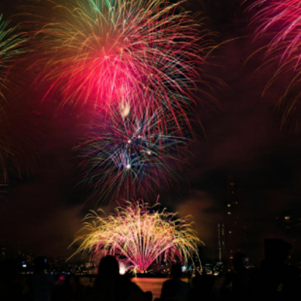 fireworks on the Hudson River