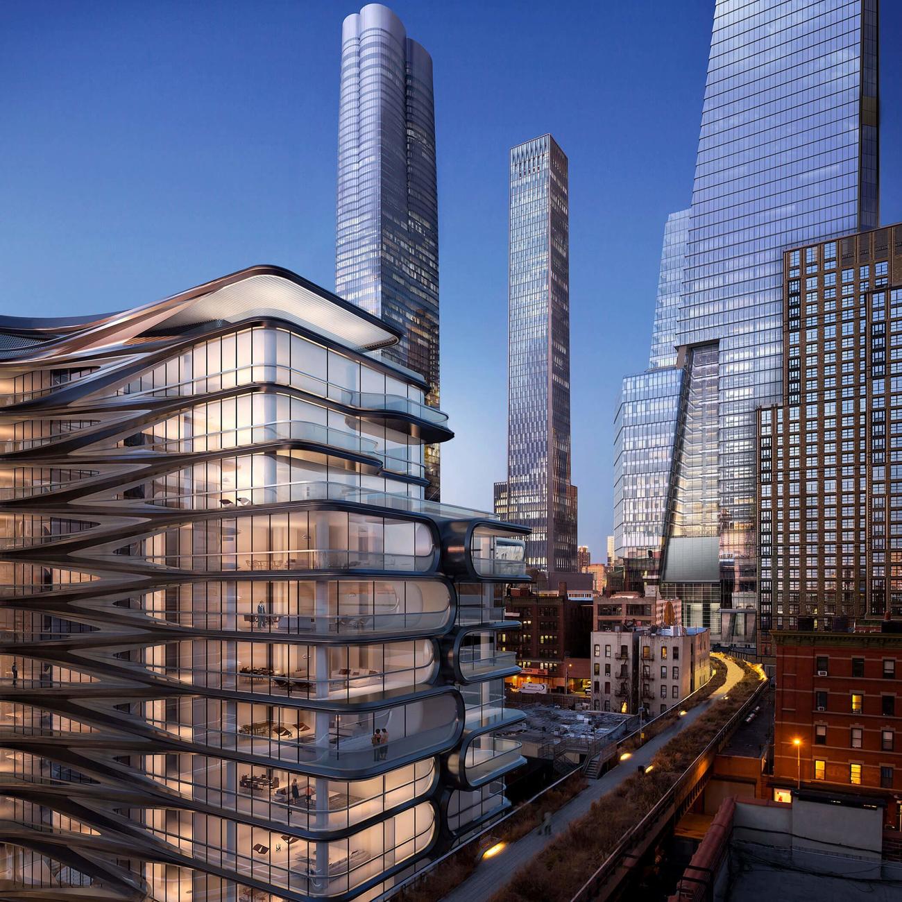 View of Hudson Yards and 520 West 28th from the High Line