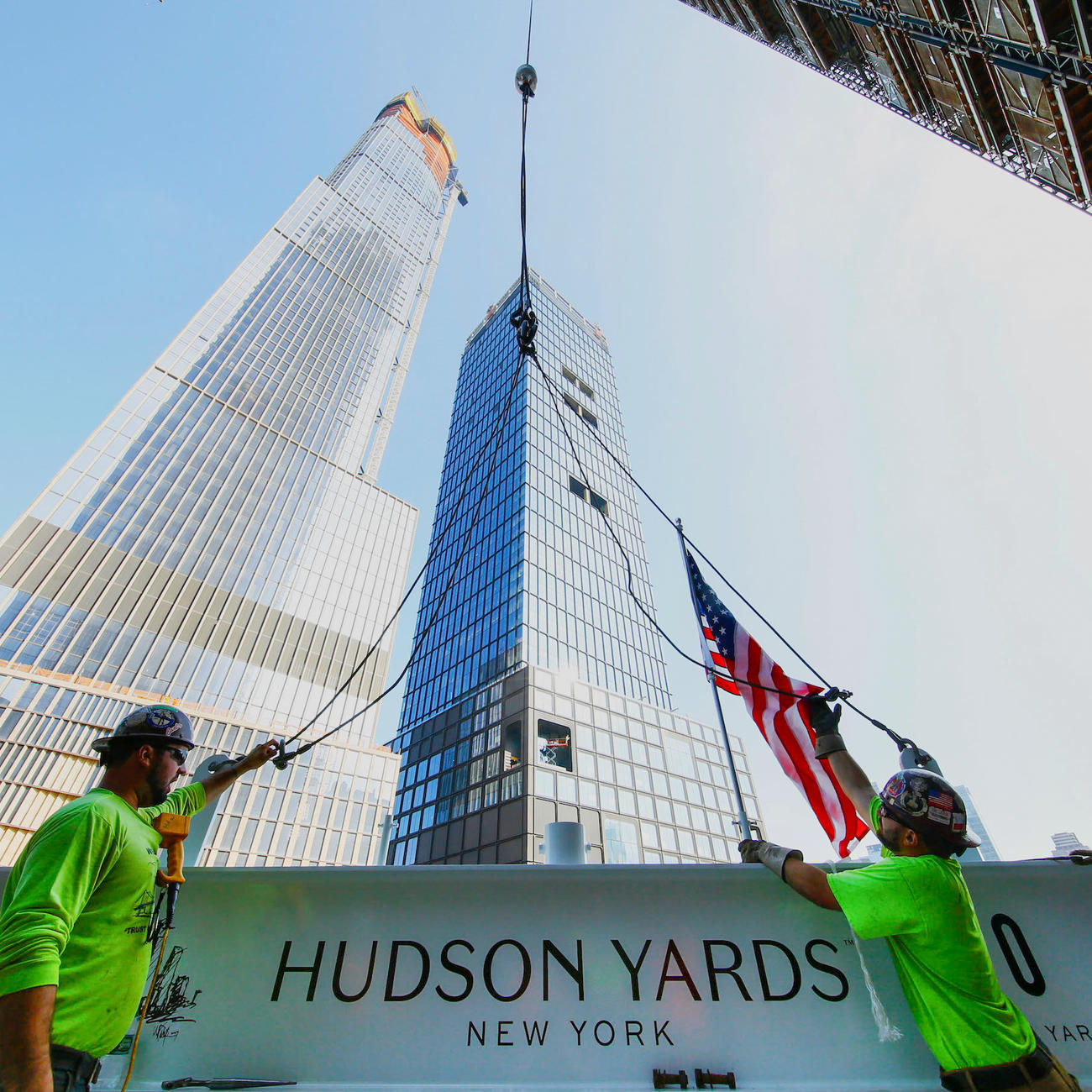 30 Hudson Yards Topping Out - July 2018 - Prep for Lift with 35 HY and 55 HY in Background - courtesy of Related-Oxford