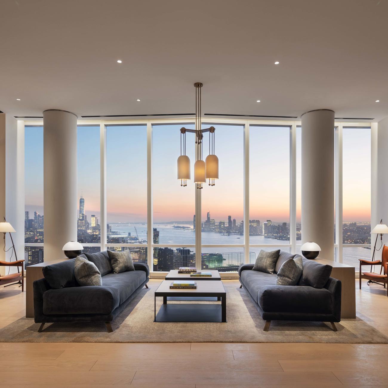 15 Hudson Yards Living Room with Hudson River Views