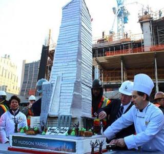 Hudson Yards Celebrates First Year of Construction With Tower-Shaped Cake
